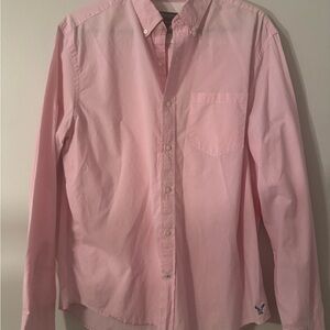 American Eagle Outfitters Men's Light Pink Button-Down Shirt
